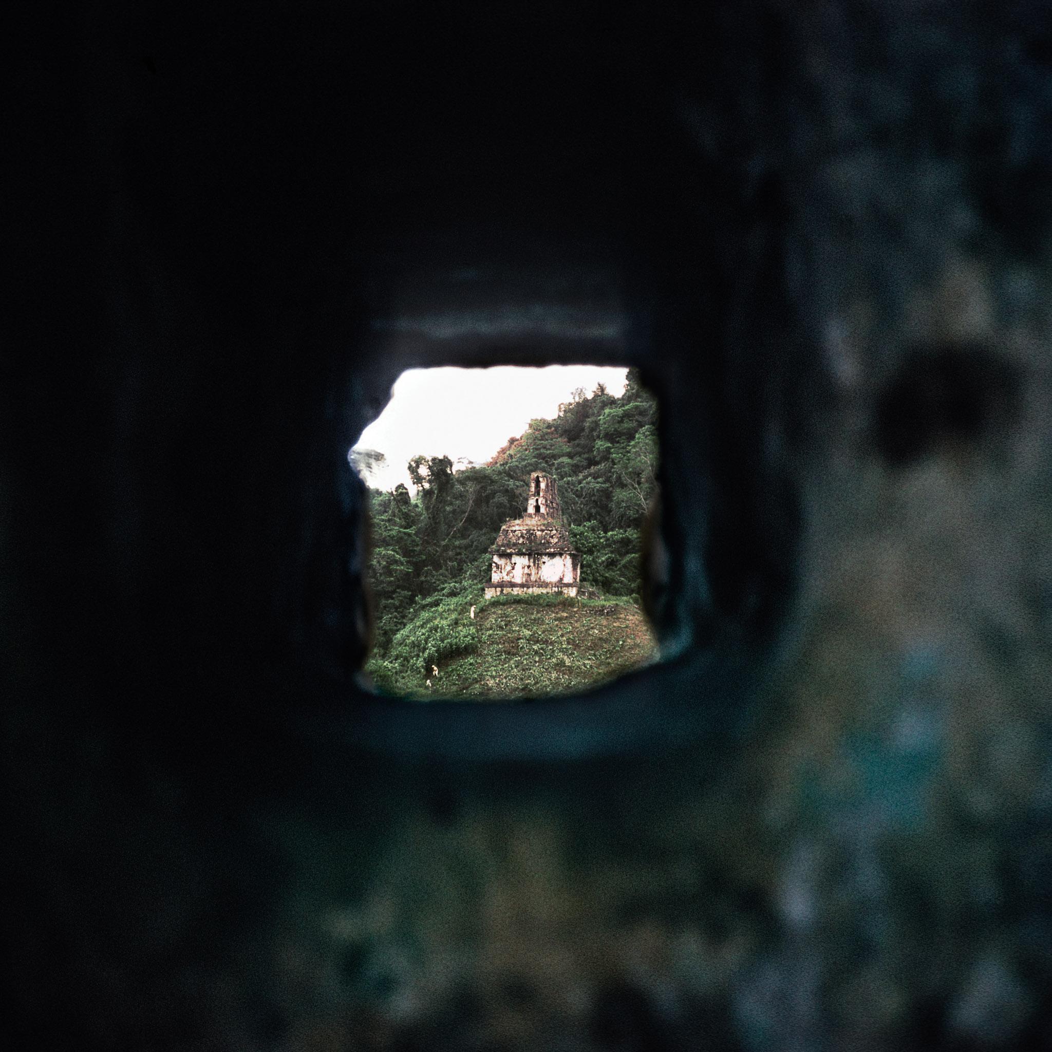 a view through a Mayan temple