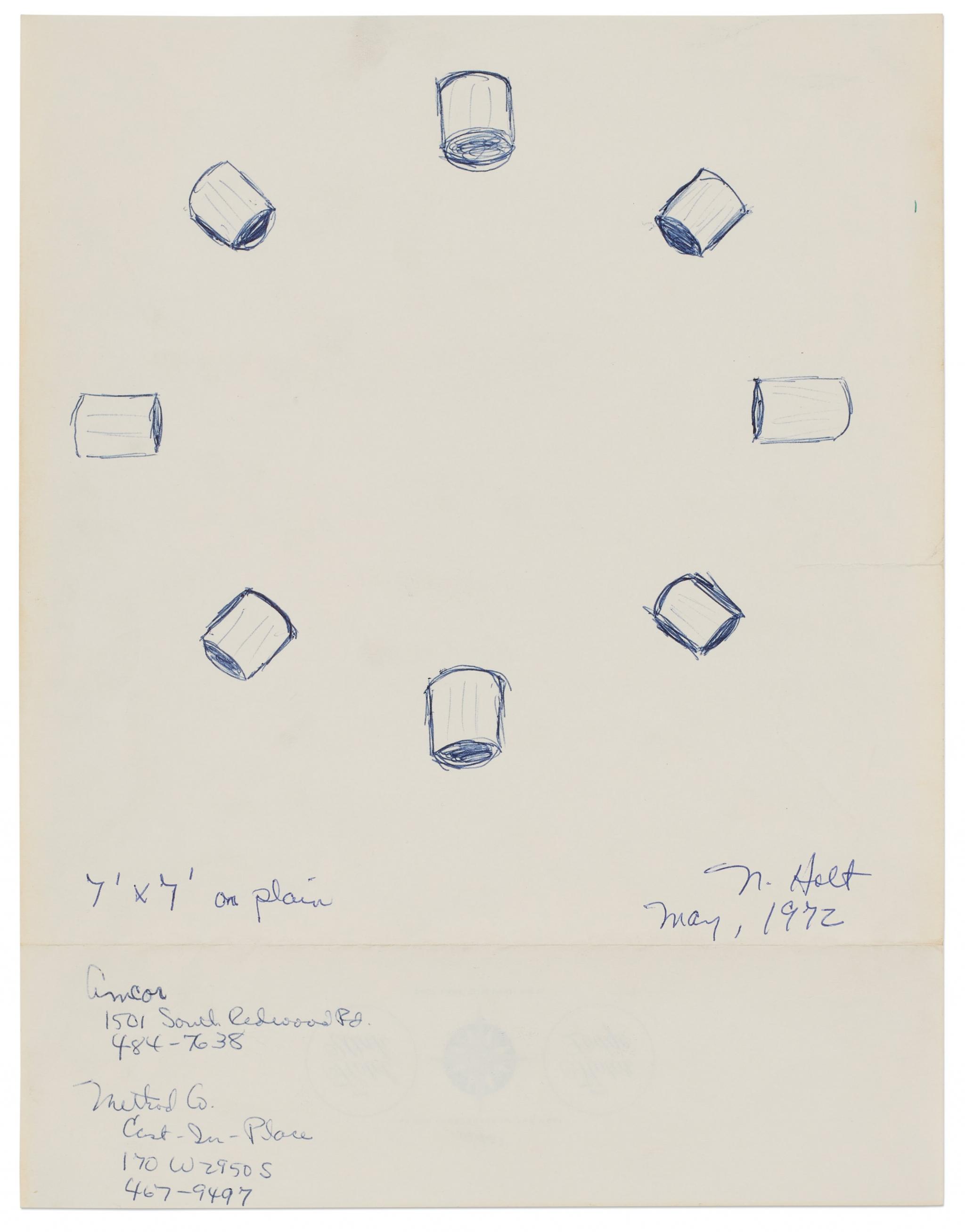annotated drawing of a circle of tube like sculptures