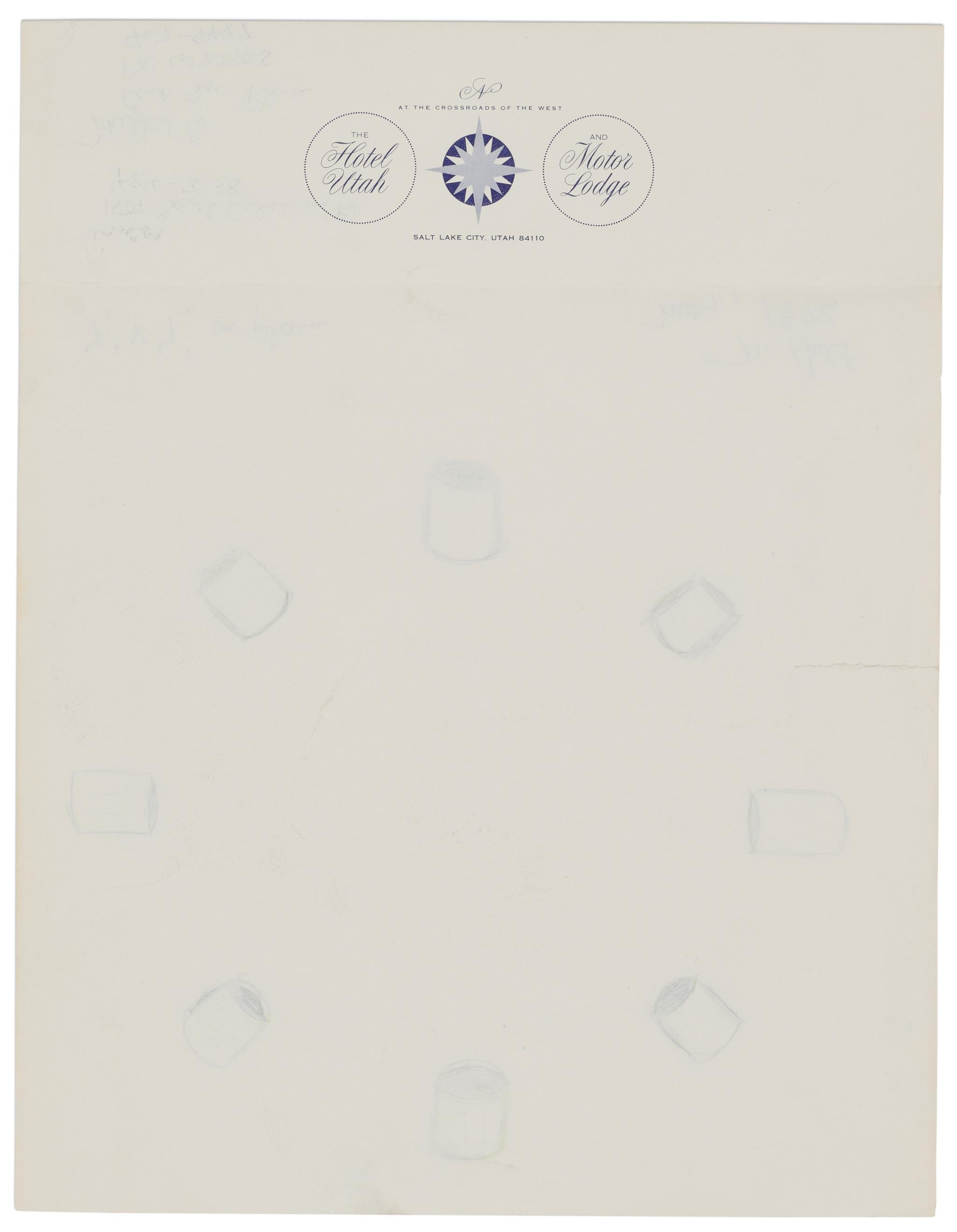 back of an annotated drawing of a circle of tube like sculptures