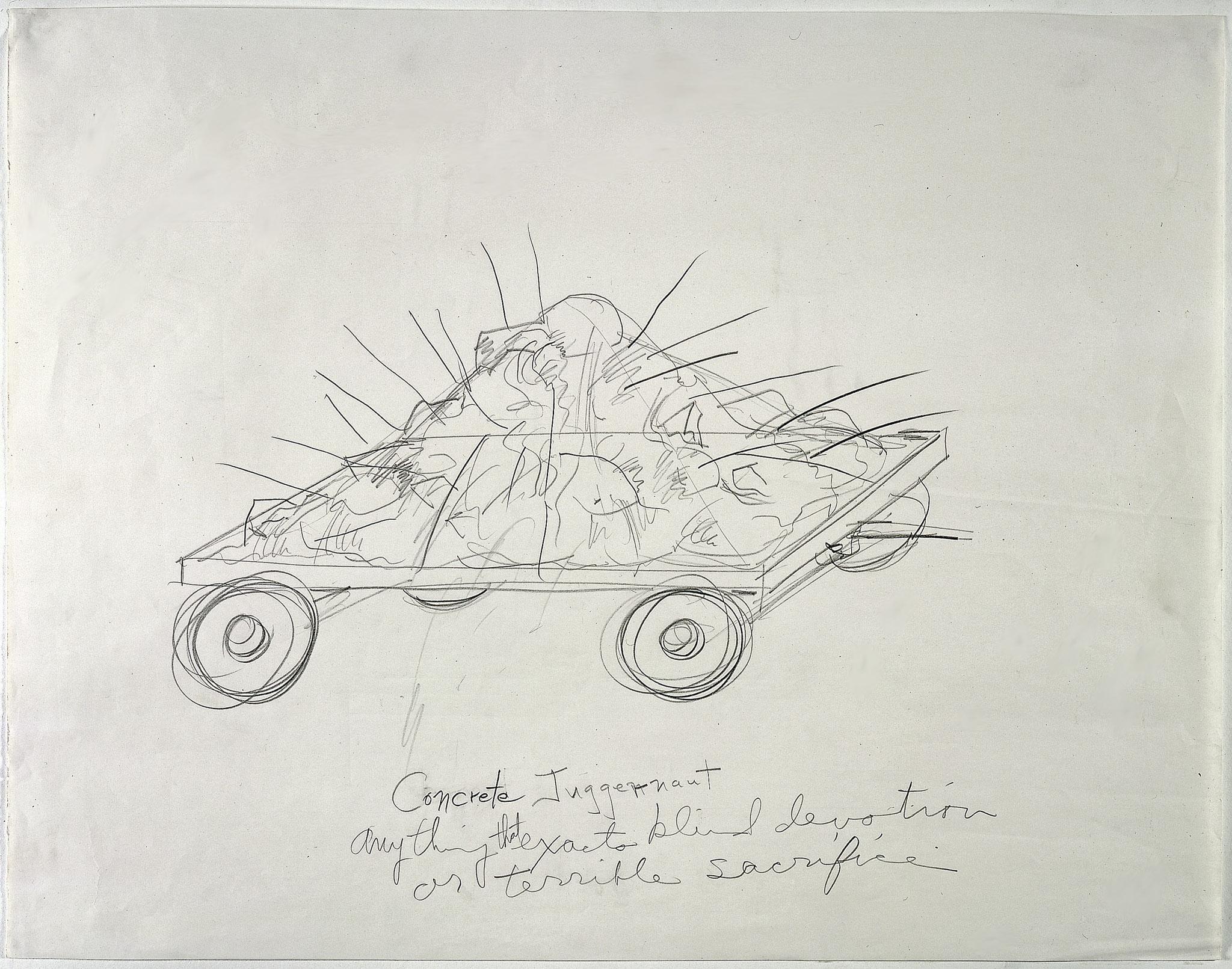 drawing of a flat bed trailer piled with rocks