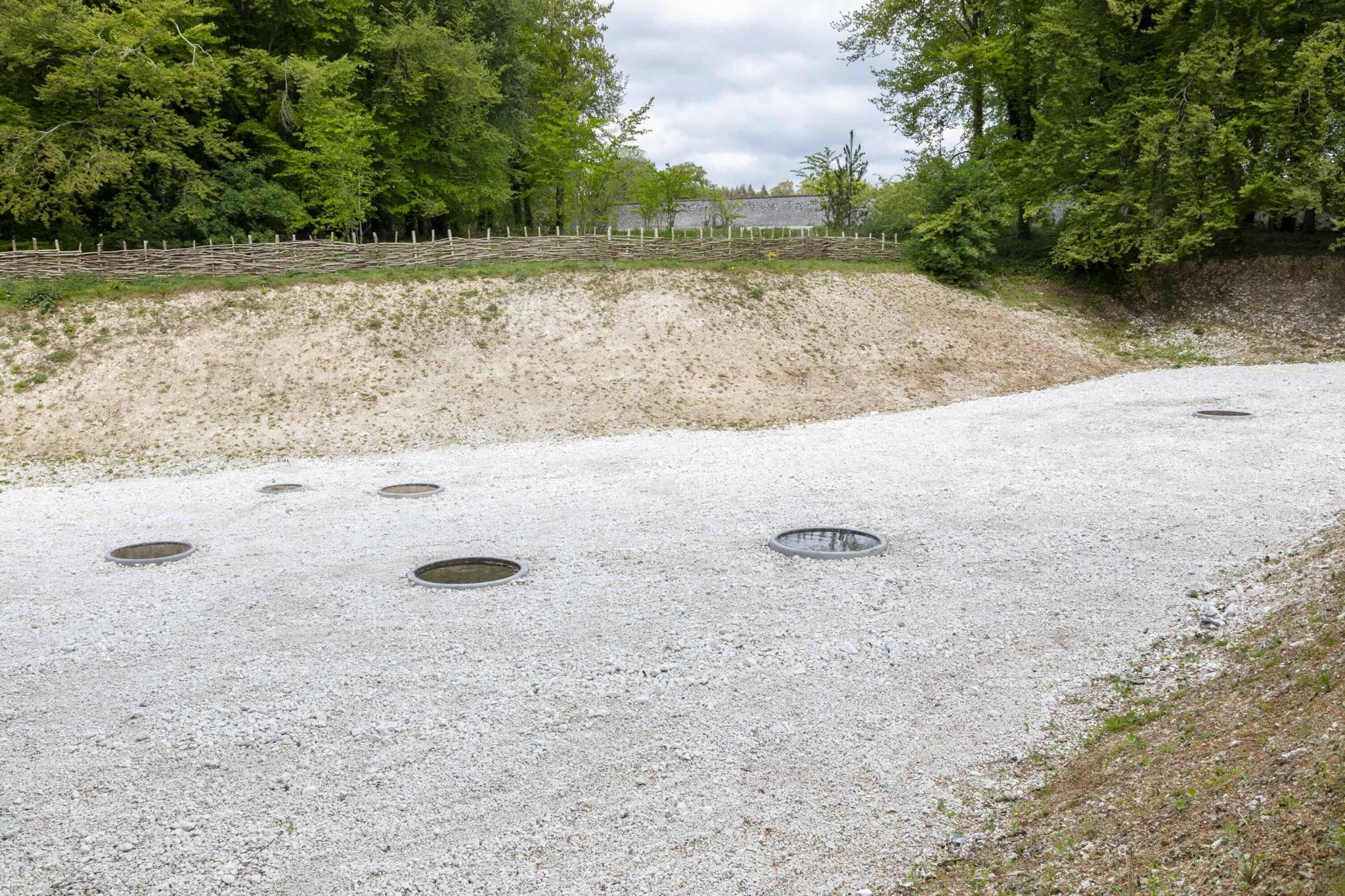 detail of an earthwork made of pools