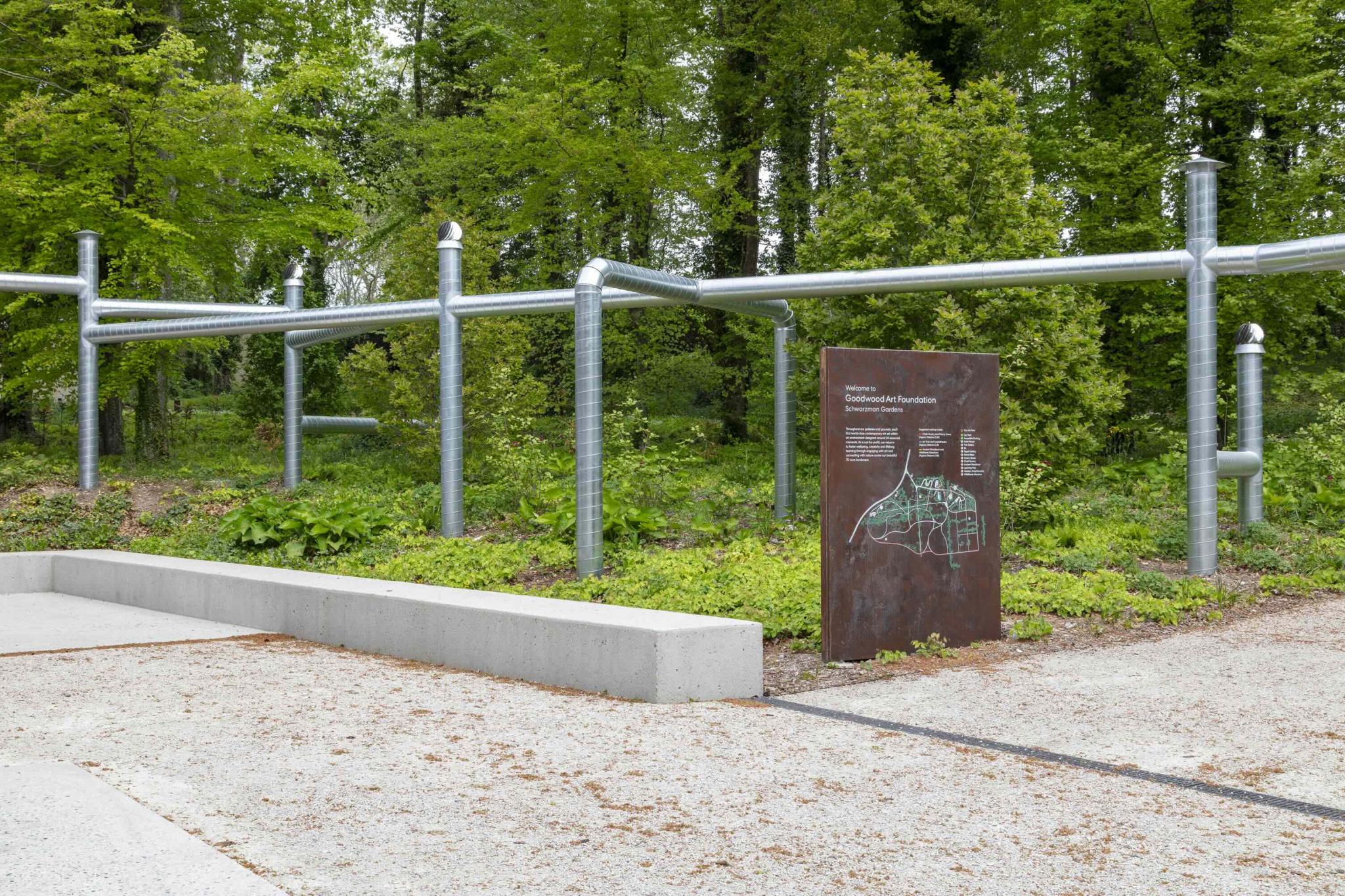 detail of a sculpture made from ventilation pipes