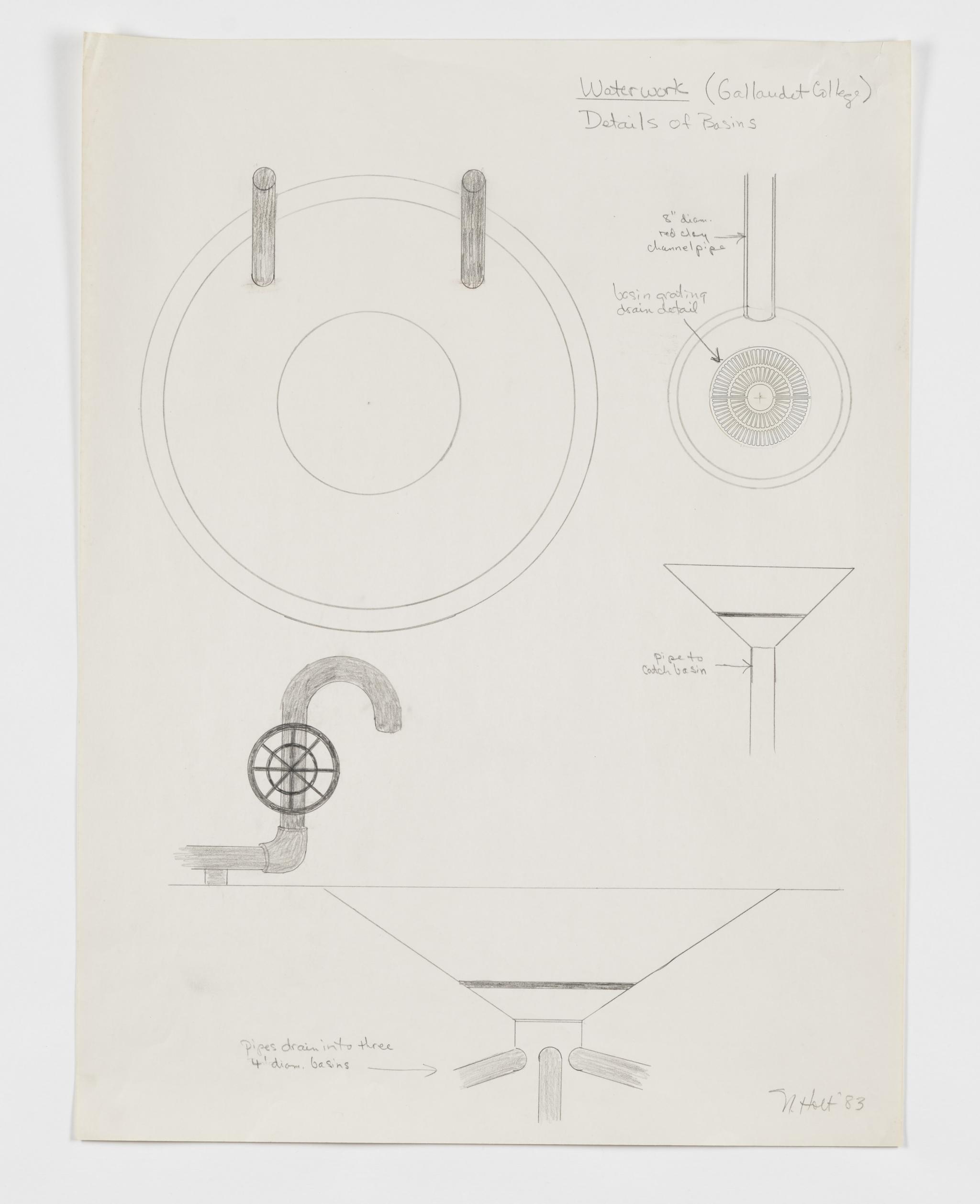 drawing for a sculpture working with drainage systems