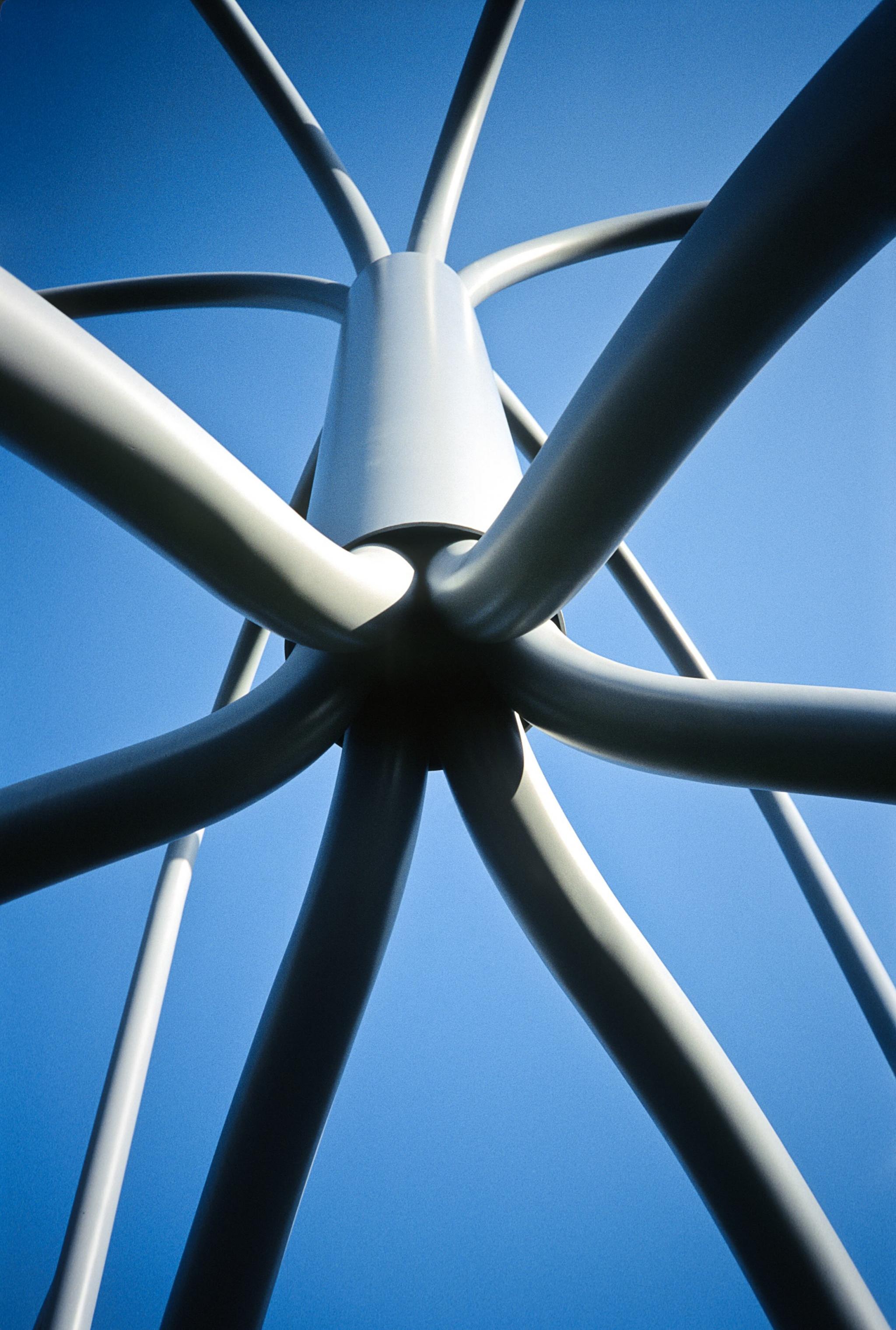 an outdoor sculpture in the form on an industrial device