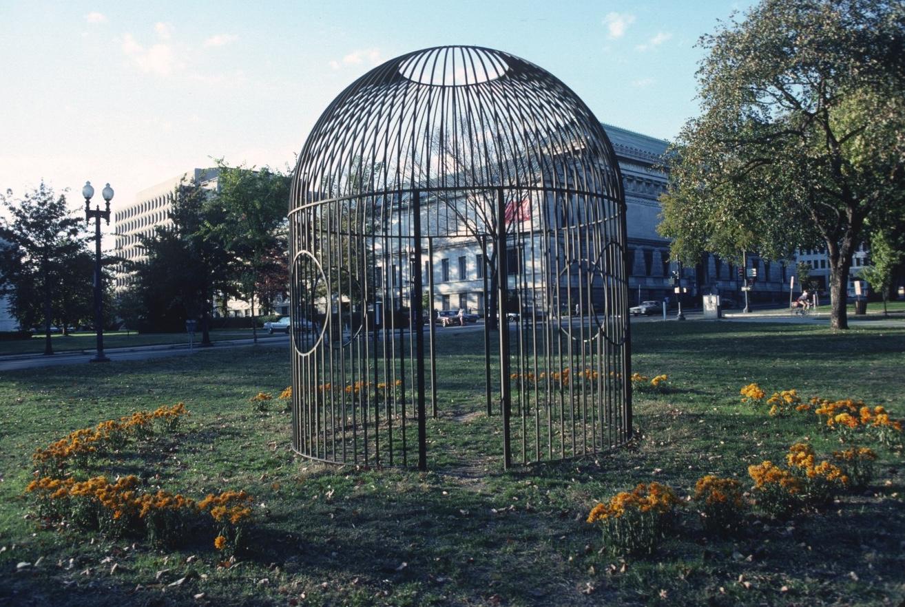 sculpture made from wrought iron fencing