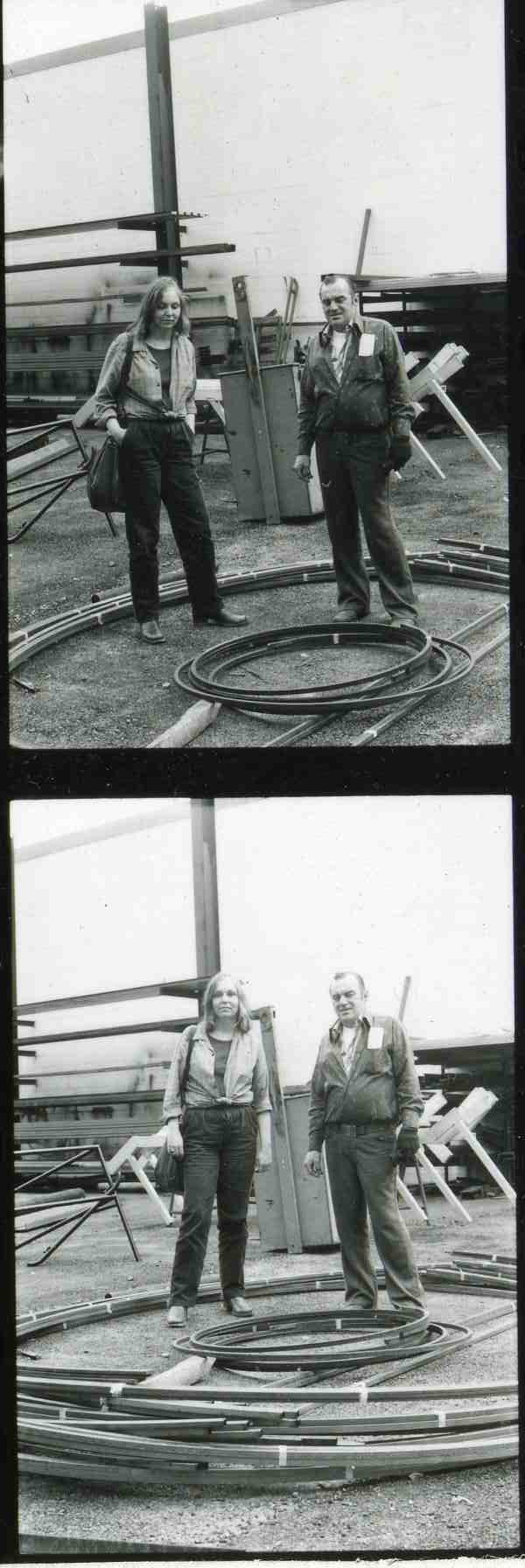 installing a sculpture in an urban park