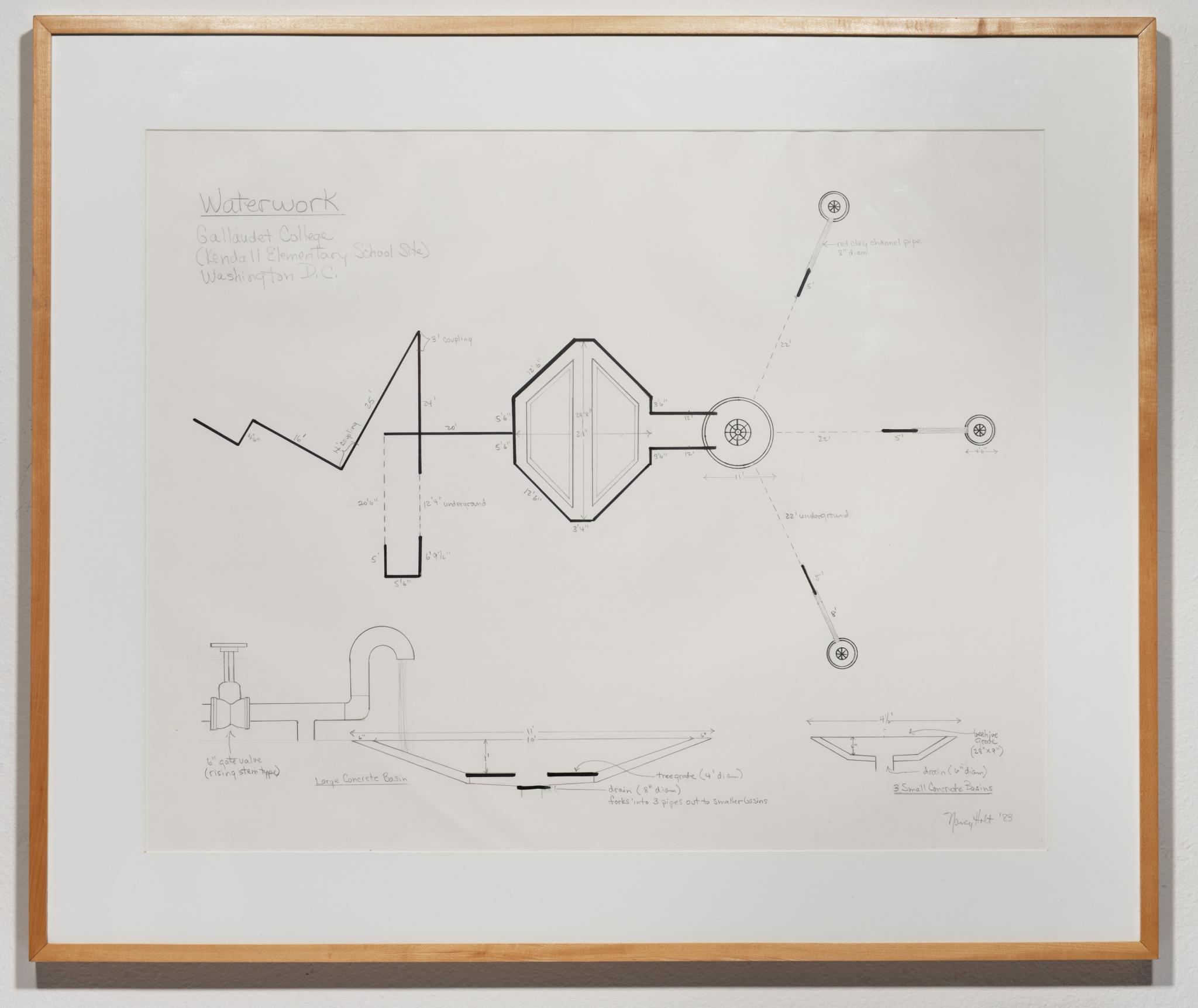 drawing for a sculpture working with drainage systems