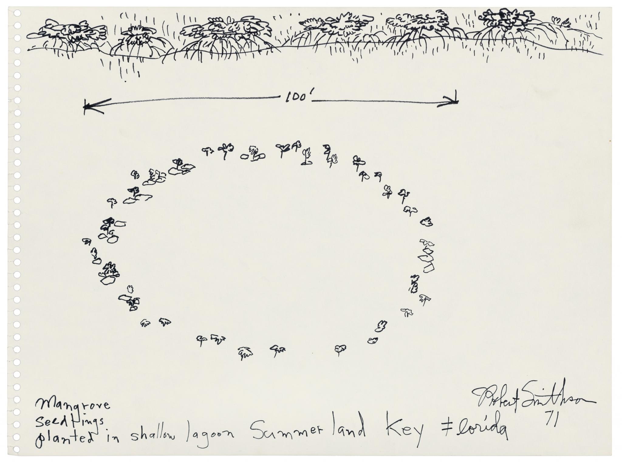 drawing of a circular earthwork